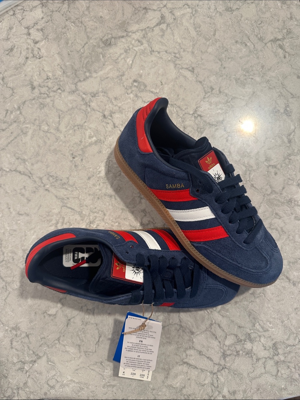adidas Samba Navy Red White Suede Sneakers with Gum Sole